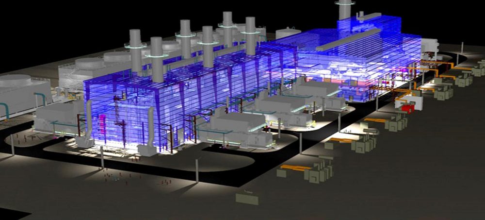 Modelo 3D de usina termelétrica de ciclo combinado